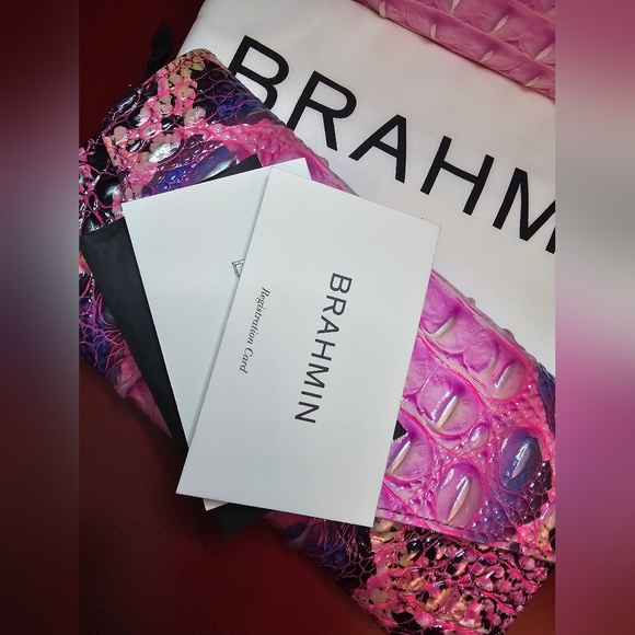 Brahmin Pink Cobra Bekka Shoulder Bag & Veronica Wallet Set NWT - Picture 7 of 16